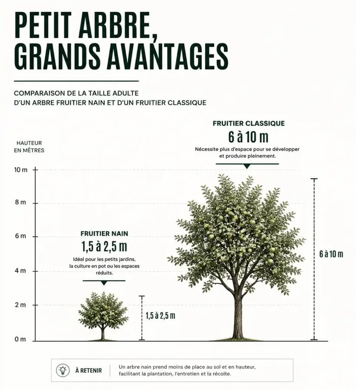 Comparatif taille arbre fruitier nain et fruitier classique