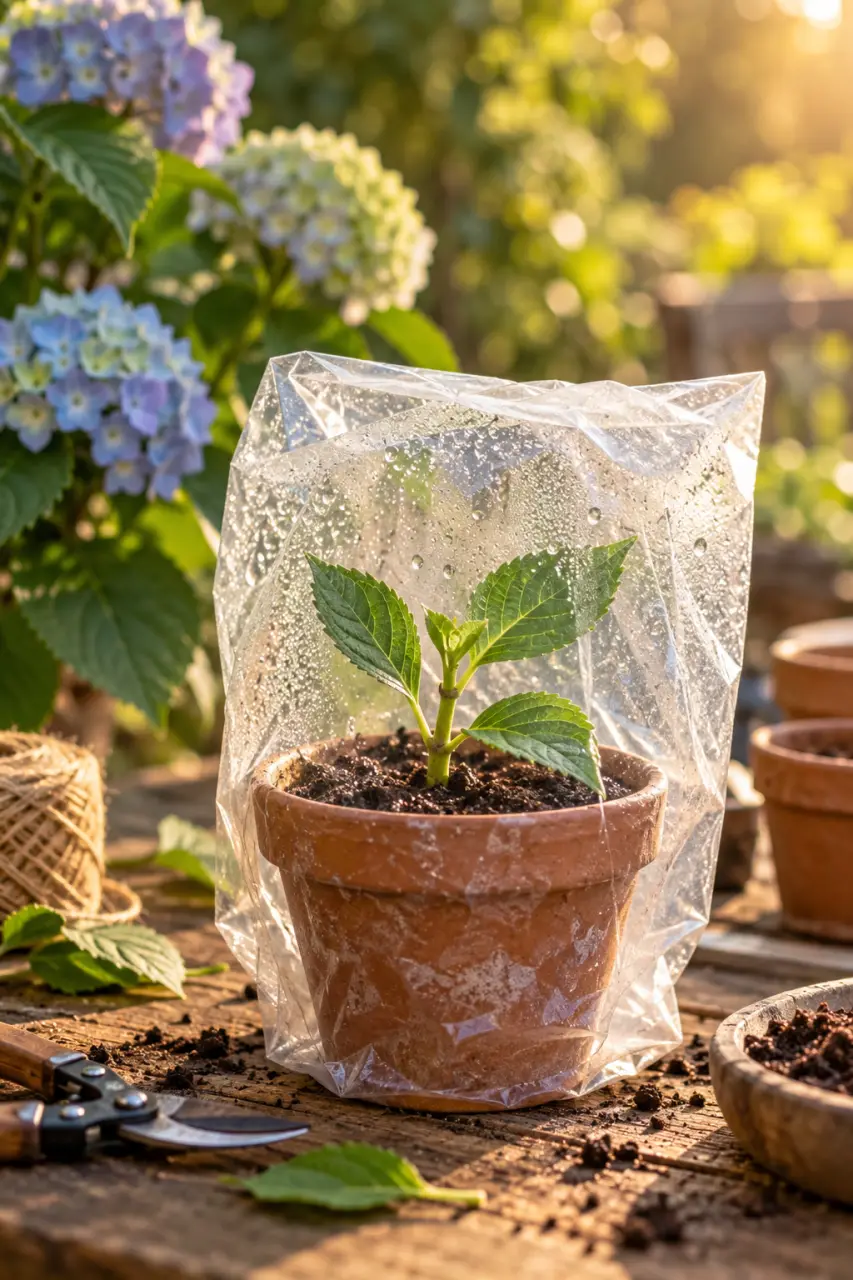 Bouturer un hortensia sans le laisser sécher : la méthode du sac plastique