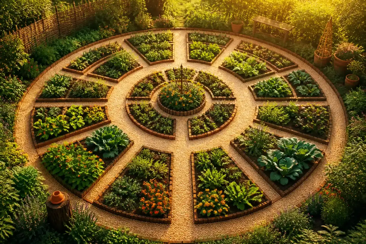 Potager mandala : 50 cm d'allée et le tracé qui change tout